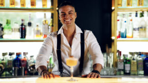 Bartender holding an RSA certificate in Australia