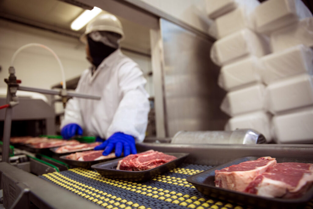 Raw Meat Handling on a Commercial Production Line