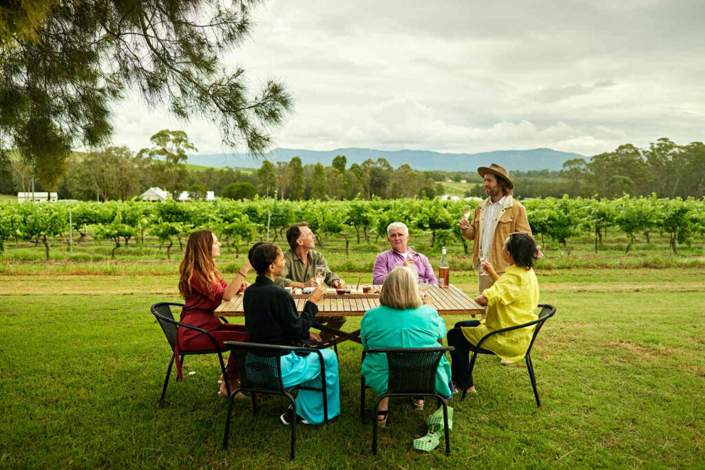 Tour Guide Leading a Wine Tasting at an Australian Vineyard