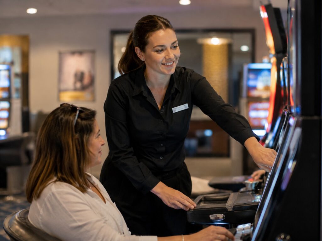 Club-Gaming-Attendant-Assisting-at-a-Machine