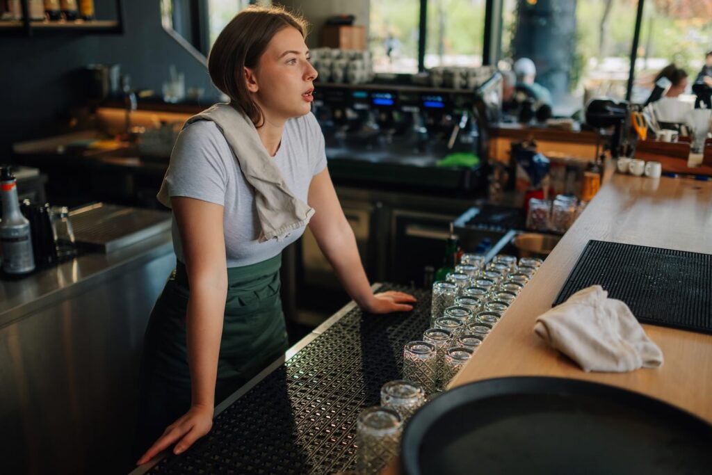 barista taking a break after work